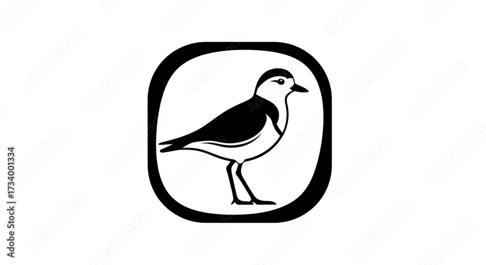 Fototapeta premium Bird silhouette within rounded square frame