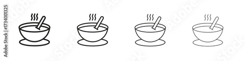 Soup icons designed in outline, line and stroke style