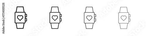 Smartwatch icons designed in outline, line and stroke style
