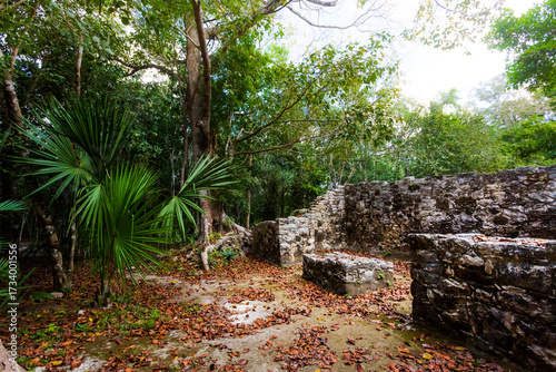Coba pyramids archeological site in Mexico