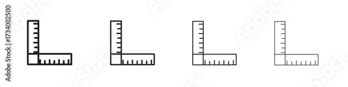 Ruler combined icons designed in outline, line and stroke style
