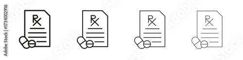 RX icons designed in outline, line and stroke style