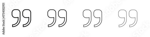Quote right icons designed in outline, line and stroke style