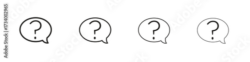 Question icons designed in outline, line and stroke style