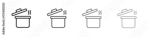 Pot icons designed in outline, line and stroke style