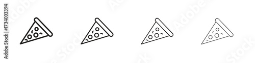 Pizza slice icons designed in outline, line and stroke style