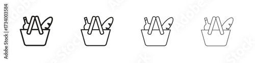 Picnic icons designed in outline, line and stroke style