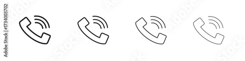Phone call icons designed in outline, line and stroke style