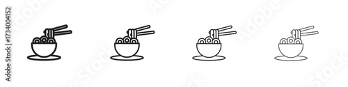 Noodles icons designed in outline, line and stroke style
