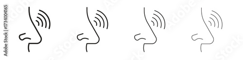 Nose pain icons designed in outline, line and stroke style