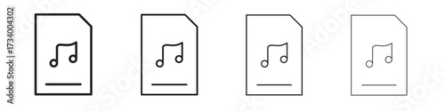 Music File icons designed in outline, line and stroke style