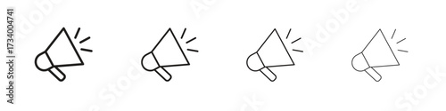 Megaphone icons designed in outline, line and stroke style