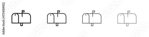 Mailbox icons designed in outline, line and stroke style