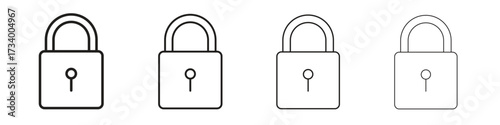 Lock icons designed in outline, line and stroke style