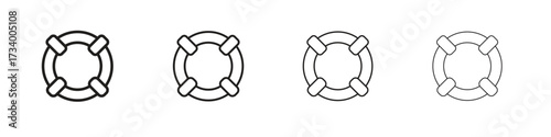 Life buoy icons designed in outline, line and stroke style