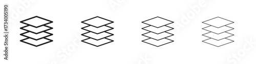 Layers icons designed in outline, line and stroke style