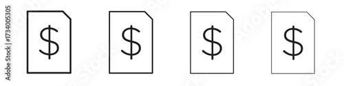 Invoice icons designed in outline, line and stroke style