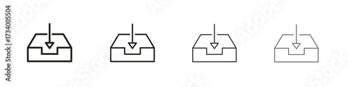 Inbox icons designed in outline, line and stroke style