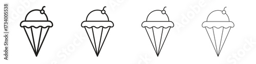 Ice cream icons designed in outline, line and stroke style