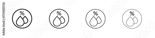 Humidity icons designed in outline, line and stroke style