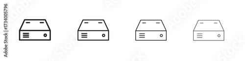 Hard Disk icons designed in outline, line and stroke style