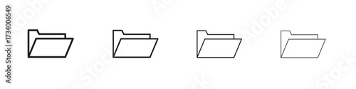 Folder icons designed in outline, line and stroke style