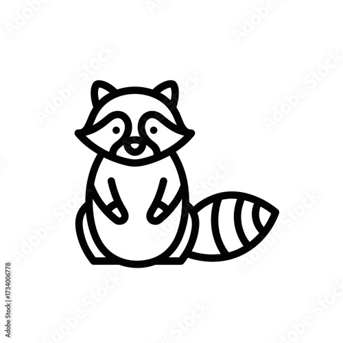 Raccoon icon outline style isolated on transparent background
