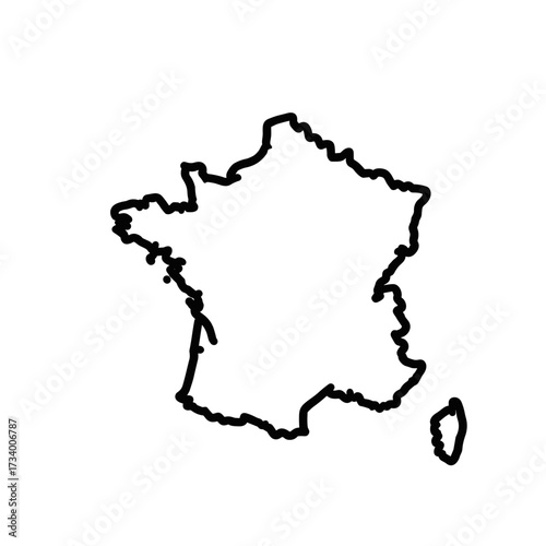 France country map outline icon isolated on transparent background