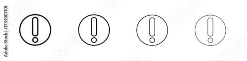 Exclamation interface icons designed in outline, line and stroke style