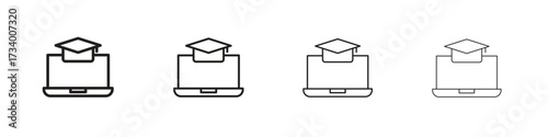 E learning icons designed in outline, line and stroke style