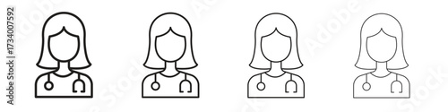 Doctor icons designed in outline, line and stroke style