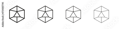 Dice d20 icons designed in outline, line and stroke style