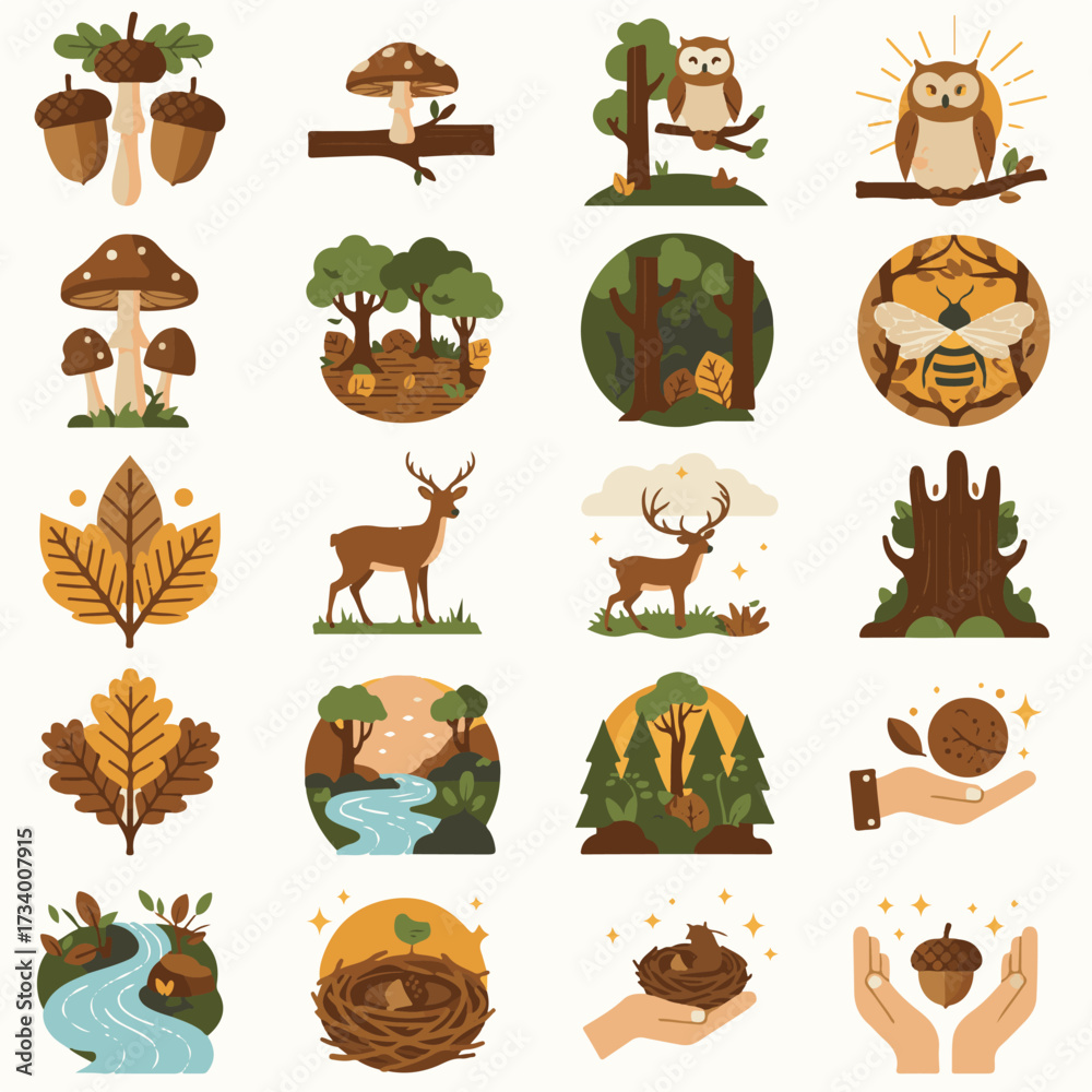 Obraz premium Essential Flat Design Vector Kit: Modern Icons & Graphic Elements for Digital Marketing & Business Solutions