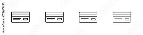 Credit card icons designed in outline, line and stroke style