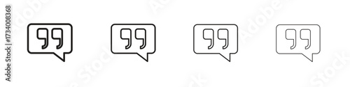 Comment quote icons designed in outline, line and stroke style