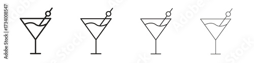 Cocktail icons designed in outline, line and stroke style