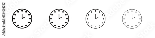 Clock two icons designed in outline, line and stroke style