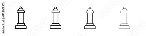 Chess queen icons designed in outline, line and stroke style