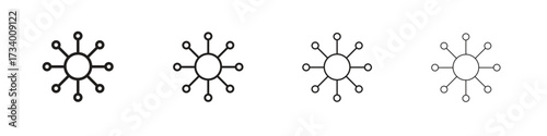 Chart connected icons designed in outline, line and stroke style