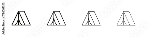 Camping icons designed in outline, line and stroke style