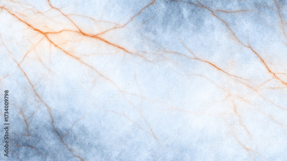 Fototapeta premium Abstract blue and orange marble texture with intricate vein patterns, ideal for backgrounds and designs