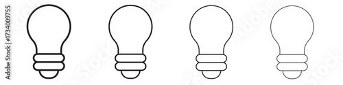 Bulb icons designed in outline, line and stroke style