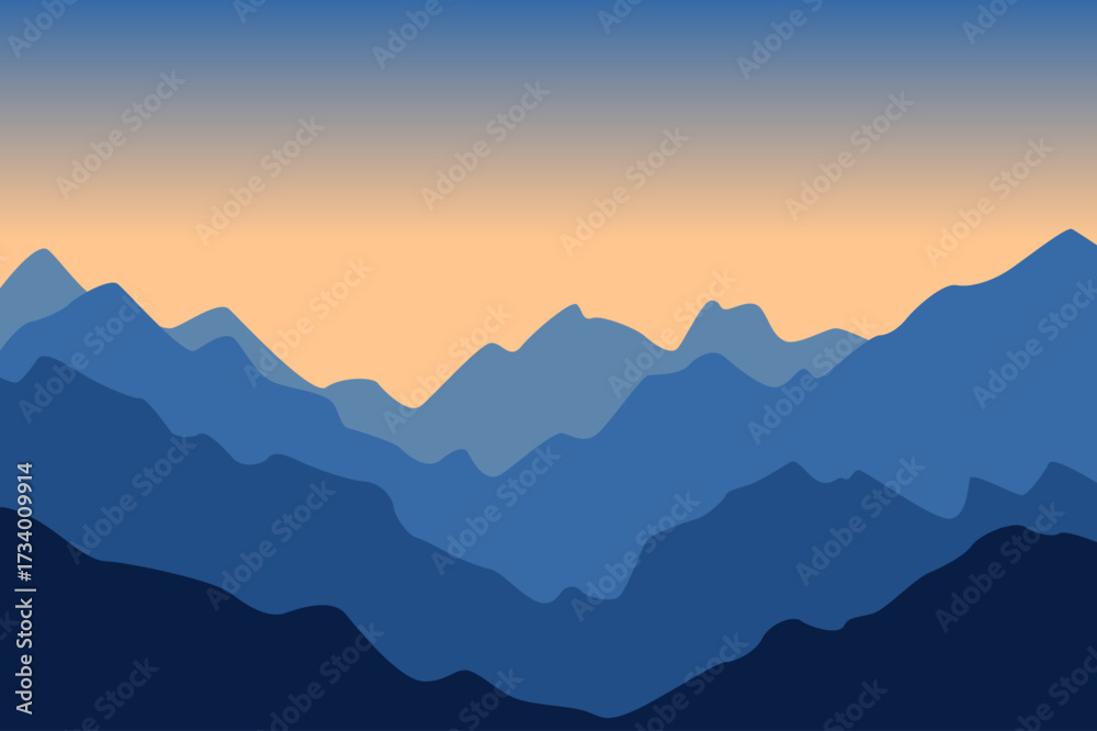 Fototapeta premium Minimalist Mountain Landscape at Sunset/Sunrise