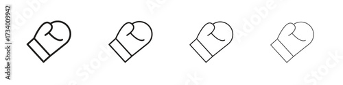 Boxing glove icons designed in outline, line and stroke style