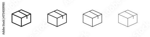 Box icons designed in outline, line and stroke style