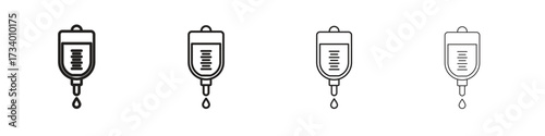 Blood transfusion icons designed in outline, line and stroke style
