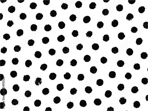 Hand-Drawn Black and White Polka Dot Pattern