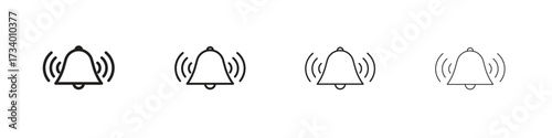 Bell ring icons designed in outline, line and stroke style