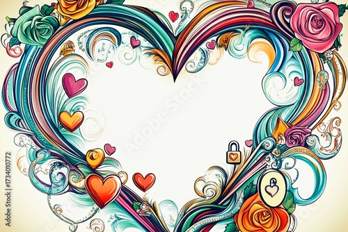 Fluid wave heart frame for Valentine's Day, Mother's Day, Weddings, and March 8th celebrations