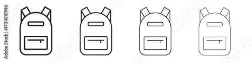 Backpack icons designed in outline, line and stroke style